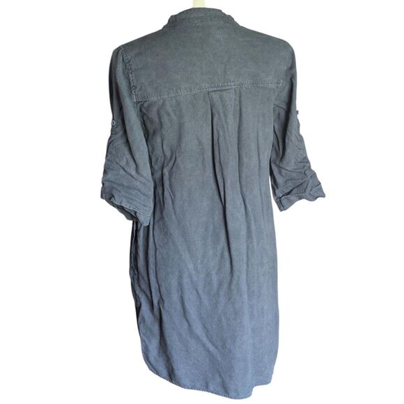 Cloth & Stone XS Charcoal Gray 100% Tencel Lyocell Lace Up Tunic Dress - Picture 5 of 5